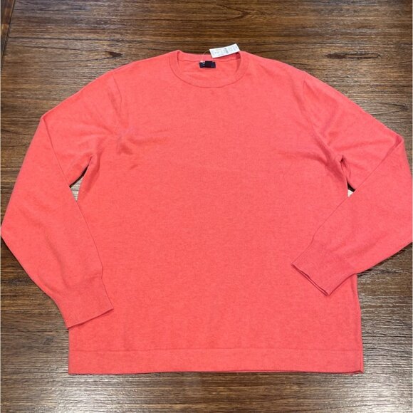 NWT J.Crew Factory Men's Sz M Red Pink Cotton-Crewneck Sweater Tee AZ229 - Picture 1 of 7